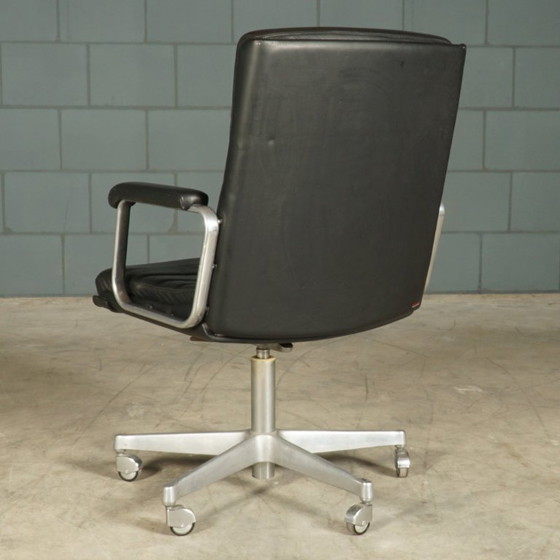 Vintage Office Chair – Black Leather – Drabert – 1970s – Metal (photo 7 of 14)