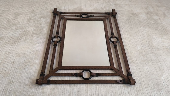 💎✨ Exceptional Jean-Pierre Ryckaert Mirror Iron leather-style, France 1960s ✨💎 – Glass (photo 5 of 20)