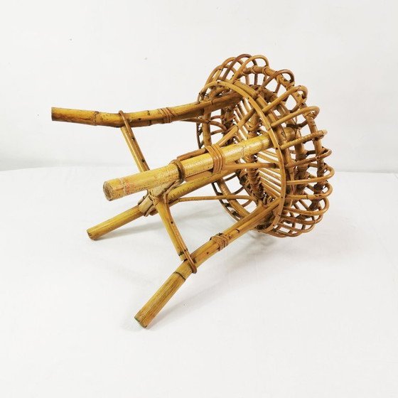 Image 1 of Kruk van rotan en bamboe, ontworpen door Franco Albini, Italië, jaren 60.