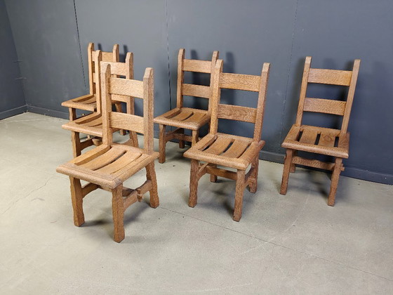 Image 1 of Brutalistische Esszimmerstühle aus Eiche, 1960er Jahre