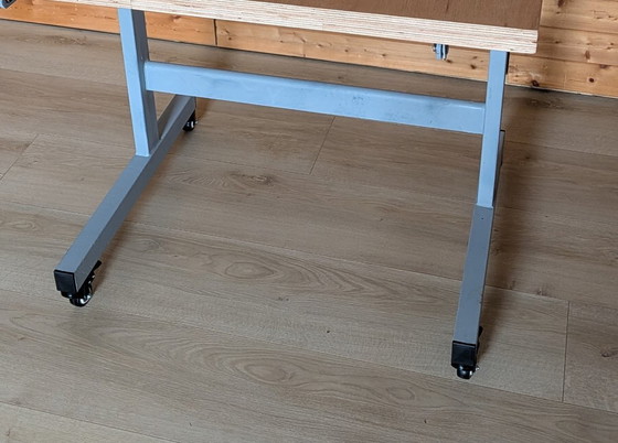 Drawing/Studio Table, Height Adjustable and Mobile with Brake, Side tables, Wood, Metal, Black (photo 9 of 20)