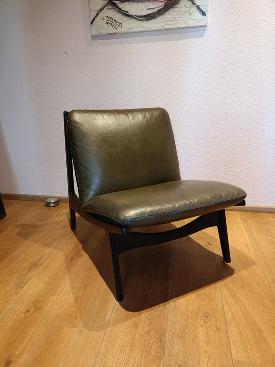 Image 1 of 2x lederen Fauteuils - Olijfgroen - Artwood 