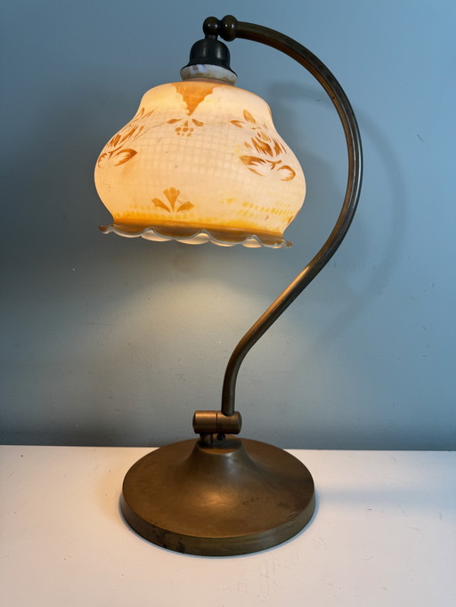 Beautiful Antique Art Nouveau Brass Lamp Desk Lamp