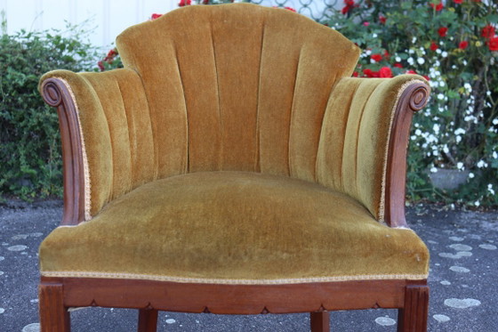 Image 1 of Art Deco corduroy fauteuil