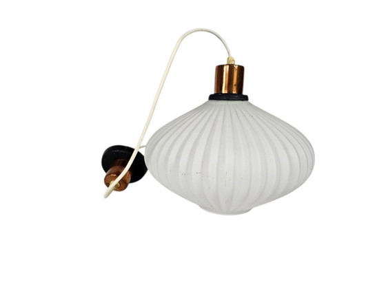 Image 1 of Vintage UFO lamp - opaline - copper - Scandinavian - 1970s