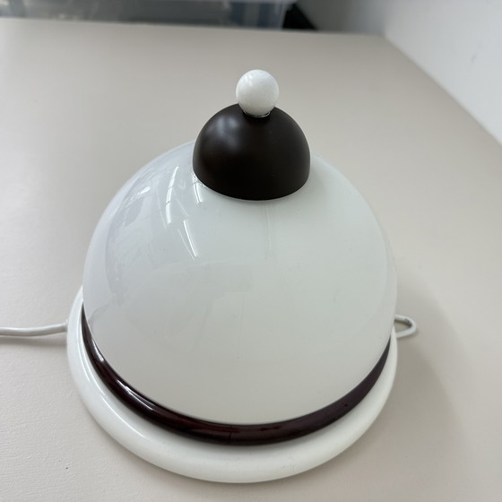 Image 1 of Vintage brown and white wall lamp sconce , 1970s