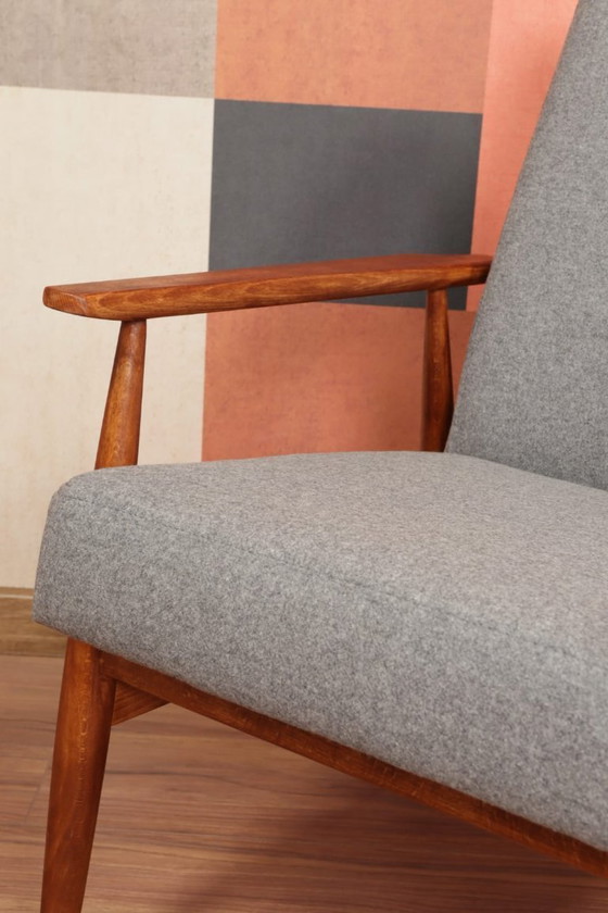 Image 1 of Fauteuil Lounge Vintage en Tissu de Laine Graphite Design Mid-Century, 1960