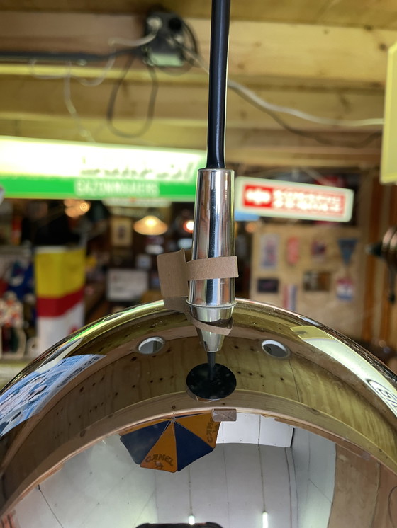 Image 1 of Lampe globe suspendue chromée vintage des années 70