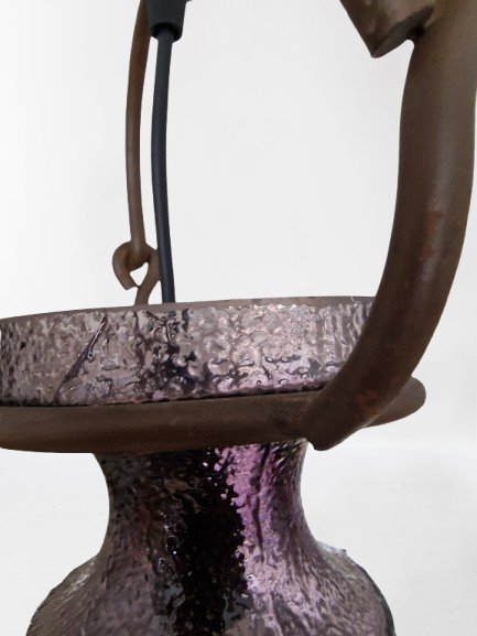 Beautiful Vintage Nanny Still "Stalactite" Pendant Lamp – 4 Goblets – Cast Iron, Glass (photo 6 of 8)