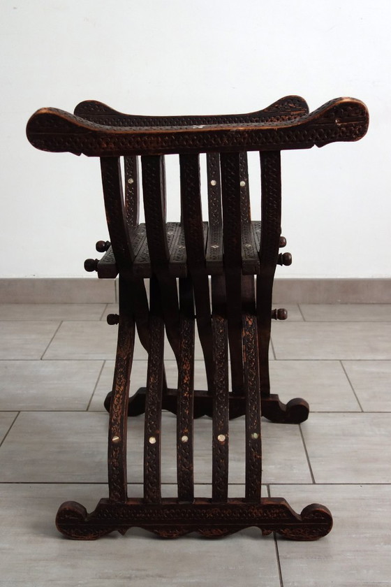 Sedia curule siriana noce e madreperla XIX secolo – Sedie da camera, Legno, Altro (photo 4 of 15)