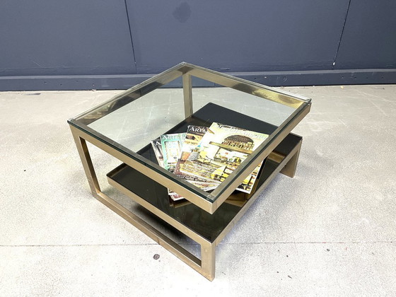 Image 1 of Table basse Belgochrom en or 23 carats en forme de G, années 1970