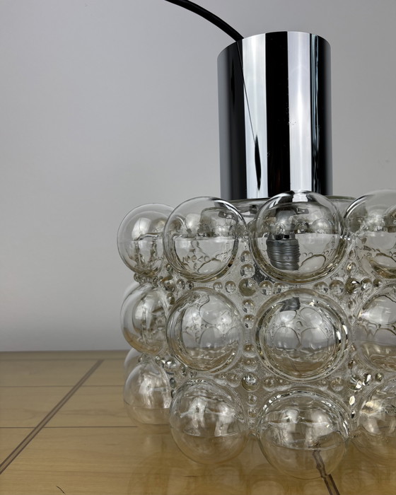 Image 1 of Années 1960, Helena Tynell pour Limburg, Lampe vintage du milieu du siècle, Verre à bulles, Suspension, Allemagne, Minimalisme, 