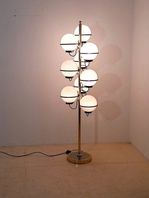 Lampadaire de style Gino Sarfatti à 9 lumières.