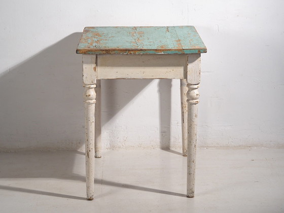 Mesa auxiliar antigua con pátina verde turquesa (c.1920) #7, Mesas auxiliares, Madera, Metal, Rustic (foto 22 de 24)