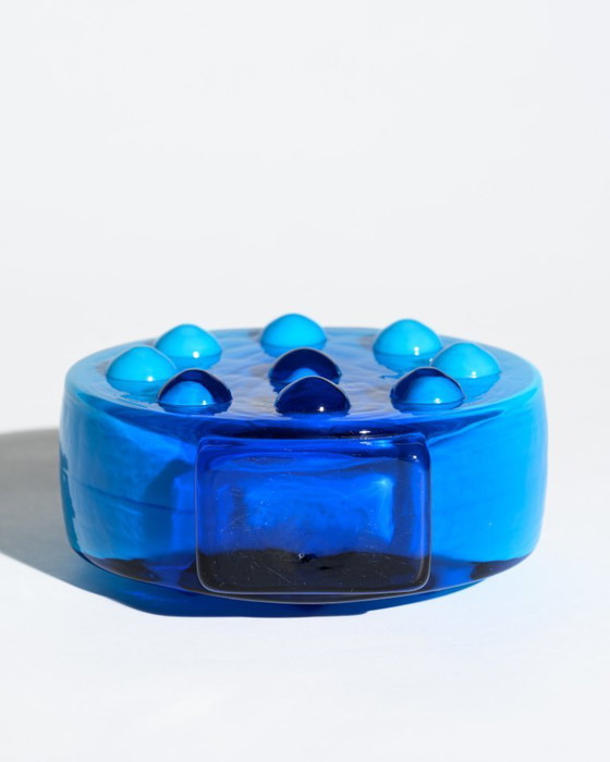 Image 1 of Friedrich Kristall „Bubble“ Pop-Art-Vasen-Duo – Blaues Überfangglas, Deutschland, 1970er Jahre