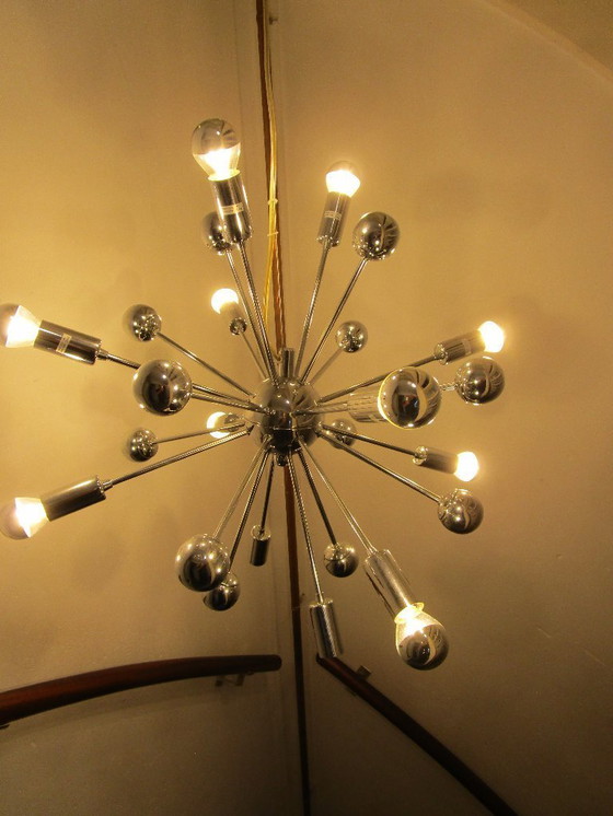 Image 1 of Sputniklamp Spoetniklamp Vintage Space Age 12 reflector lampjes.