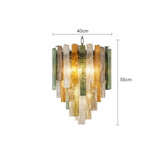 Image 1 of Grand Italian Listelli Murano Glass Chandelier with Rectangular Strips – Simoeng