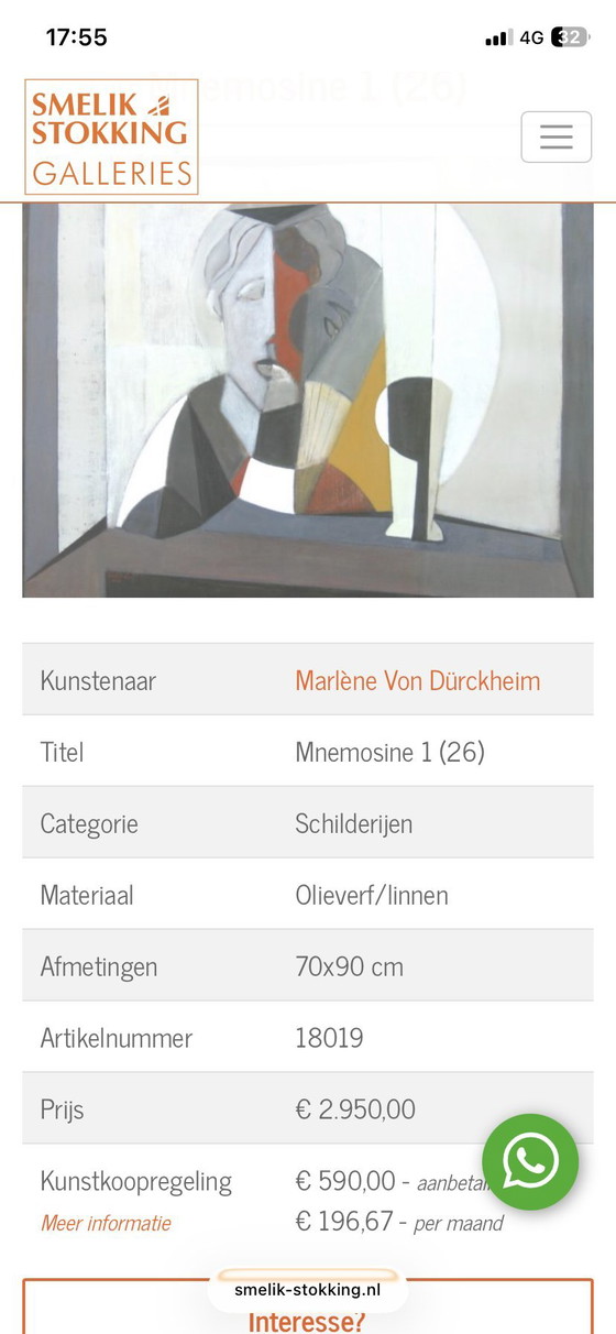 Image 1 of Abstract painting "With Glass, Bowl and Flask" by Marlène Von Dürkheim, 2010