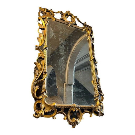 Louis XV Rocaille geschnitzter Stuck und vergoldeter Holz Rocaille Spiegel, 19. Jahrhundert