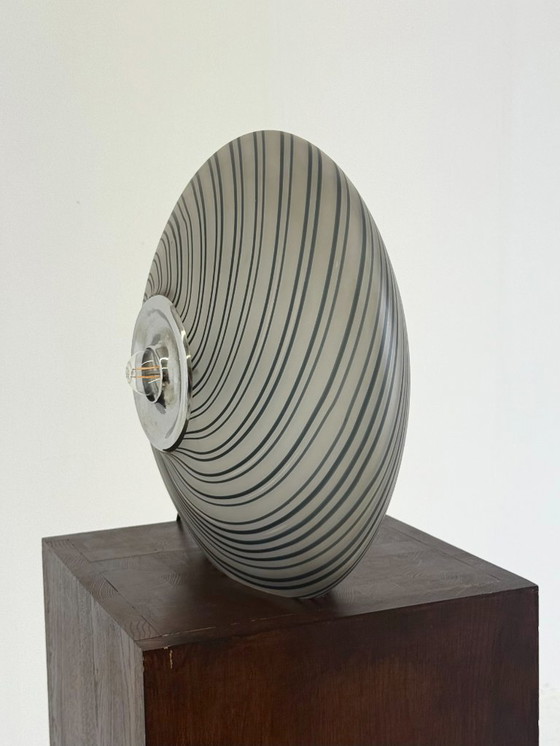 Image 1 of Italian vintage glass table lamp in shades of gray with swirl pattern