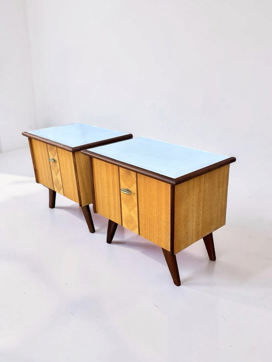 Image 1 of Set van 2 vintage nachtkastjes, jaren 60