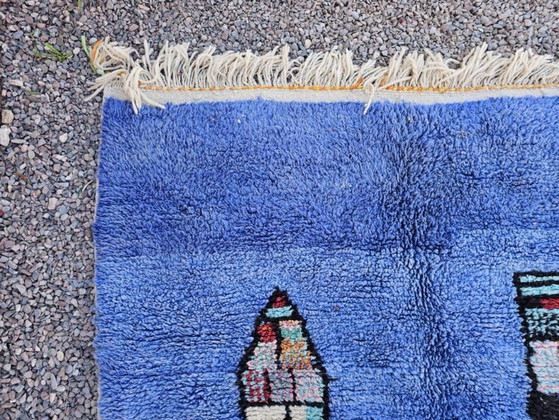 Image 1 of Alfombra marroquí azul bígaro de 3x2 m - Alfombra geométrica pixelada vibrante