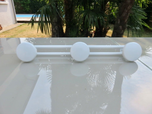 White Lacquered Metal Coat Rack with 3 Coat Hooks, 80s', wall-mounted
