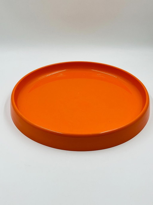 Groot oranje Space Age rond dienblad