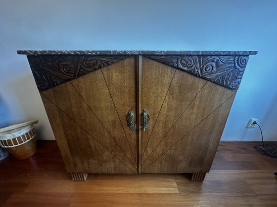 Mueble Art Decó con tapa de mármol – Armarios de almacenamiento, Wood, Marble (photo 5 of 7)