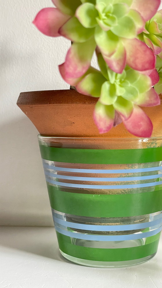 Image 1 of Pair of vintage screen-printed glass planters