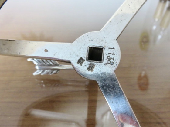 Image 1 of Antique French bouillotte lamp in chromed bronze and lacquered sheet metal, 1930