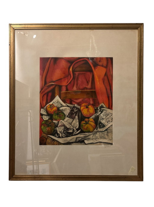 Lithograph of Still Life with Jacket by Renato Guttuso 1960s – schilderijen tekeningen, Realisme