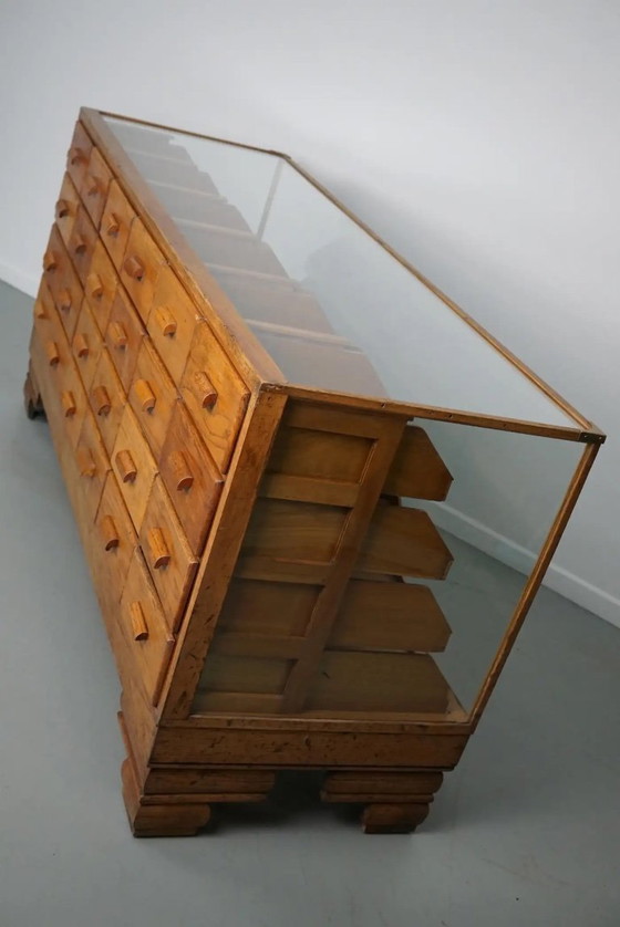 Image 1 of Meuble de mercerie/comptoir de magasin ancien en chêne britannique, années 1920/30