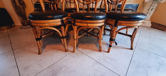 Set di 7 Sedie da pranzo vintage in rattan di Rausch Classics / Admacor Karlsruhe (anni '70) - Ottime (foto 3 di 7)