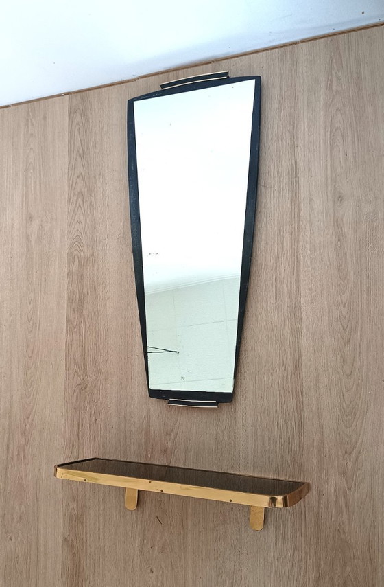 Image 1 of Separate 1950s mirror with matching glass shelf