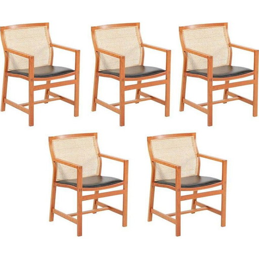 Set di 5 sedie King vintage in legno di ciliegio di Rud Thygesen e Johnny Sorensen, 1980