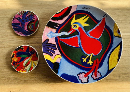 Corneille; The Firebird, plate + coasters