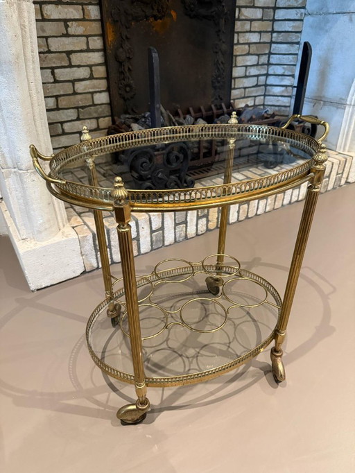 Unique Vintage Brass Beverage Cart from the 1950s - Rare and Stylish Eyecatcher