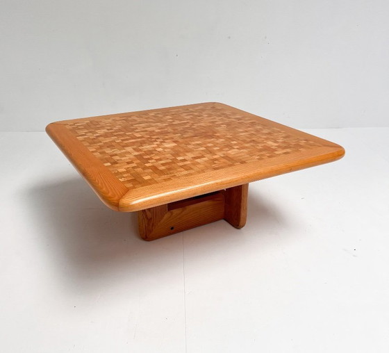 Image 1 of Couchtisch aus Buchenholz mit Mosaikintarsien, Middelboe und Lindum zugeschrieben, 1970er Jahre