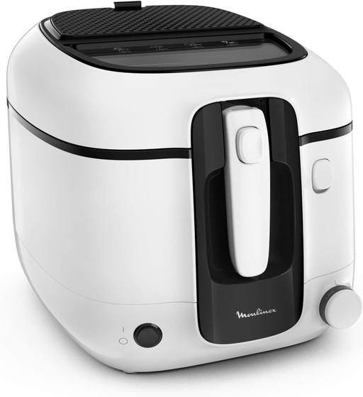 Moulinex Friteuse à huile, 2,2 L d’huile, 1,5 kg de frites, Cuve amovible antiadhésive, Thermostat réglable, Ouverture automatiq