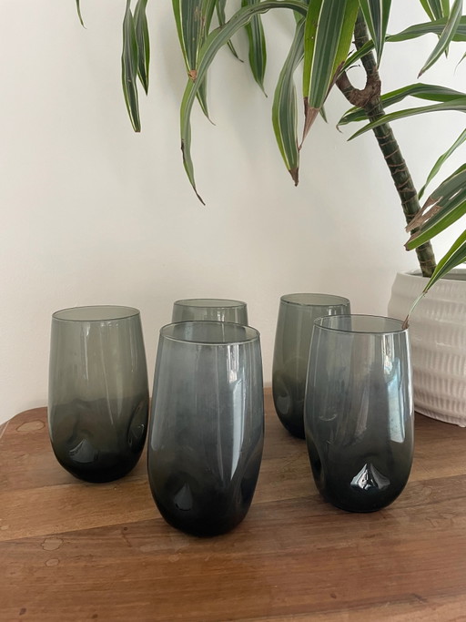Smoked Glass Tumblers x5