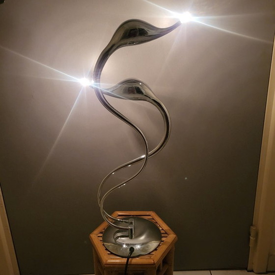 Image 1 of Designer table lamp, swans, Swan, in chrome, Woofi leuchten