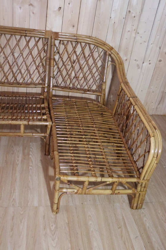 Image 1 of Divano angolare modulare in rattan vintage
