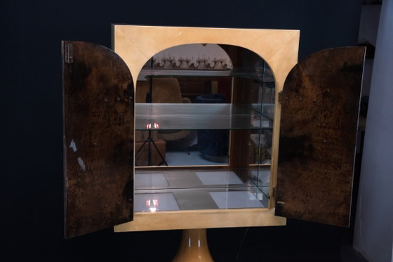Image 1 of Aldo Tura Mid-Century Modern Goatskin Parchment Bar Cabinet, Italy, 1960s