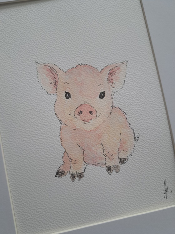 Image 1 of Set of 3 watercolor paintings of baby animals | Includes frames