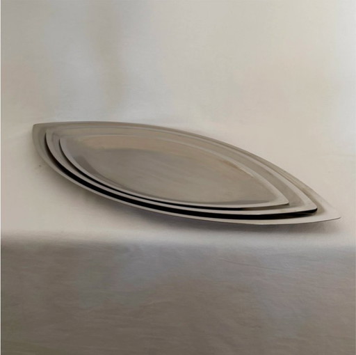 Piatti da portata francesi in acciaio inox 'Cosmos' di Guy Degrenne (set di 3)