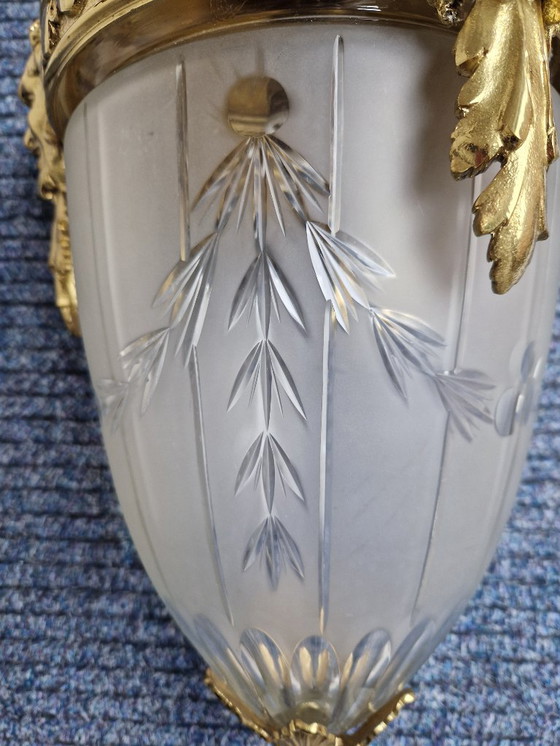 Image 1 of Ceiling lamp - Gilded bronze and glass ceiling lamp Louis XVI.