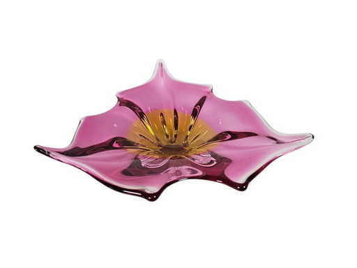 Egermann - Bohemio - Friedrich Egermann - jarrón - soplado a mano - naranja/morado - década de 1960