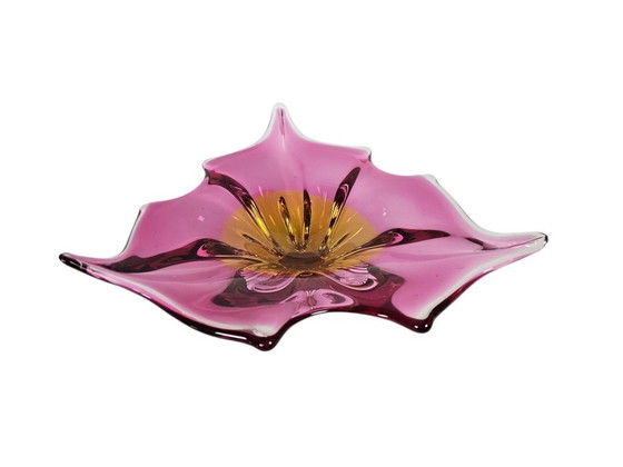 Image 1 of Egermann - Böhmisch - Friedrich Egermann - Vase - mundgeblasen - orange/lila - 1960er Jahre