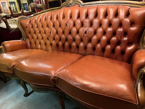 Chesterfield barok leder cognac 
